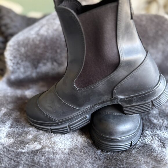 Ganni Recycled Rubber Chelsea Rain Boot Size 38 - Picture 3 of 12